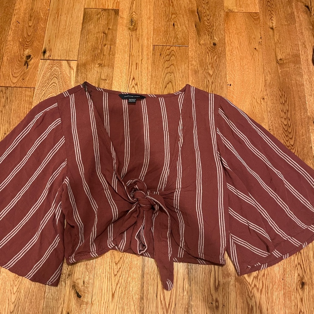 American eagle maroon striped top